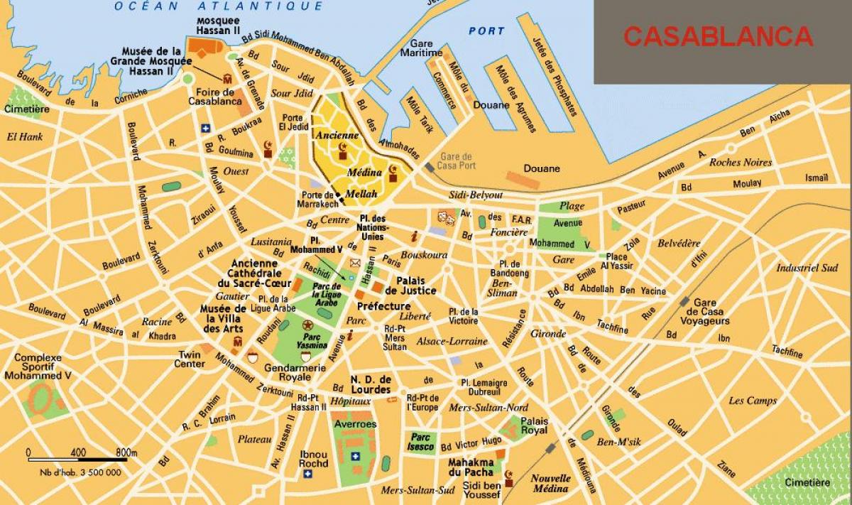 Casablanca stadscentrum kaart