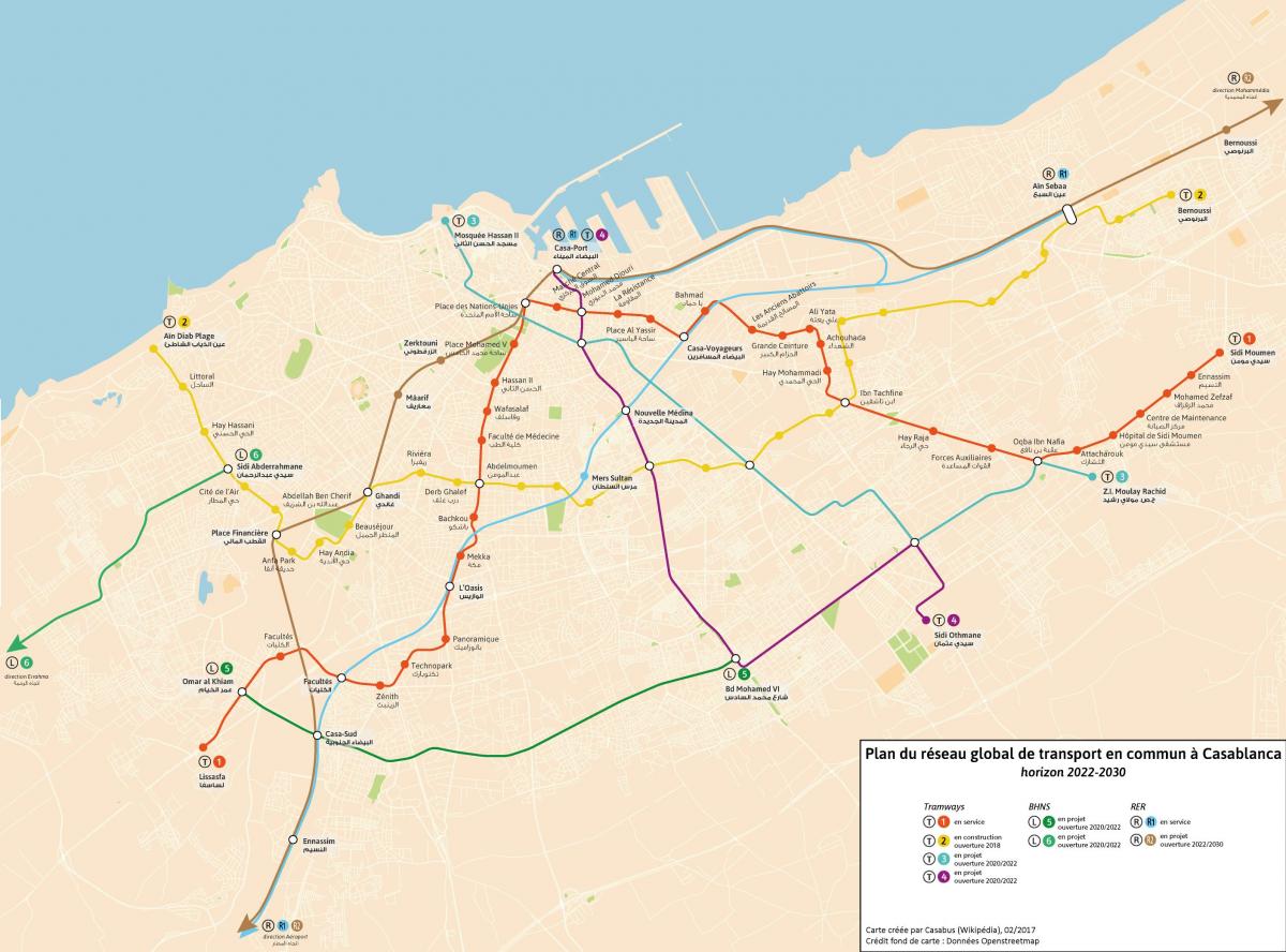 Kaart van de stations van Casablanca